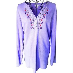 Woman Within long-sleeve, v-neck, tunic top, size M (14-16)